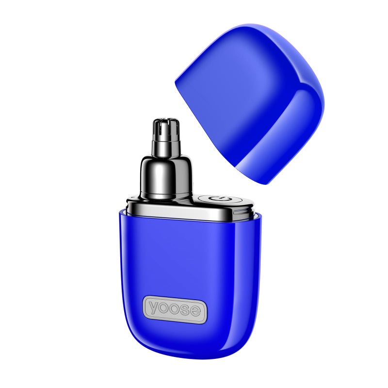 yoose Nose Trimmer, Portable Alloy Nose Hair Trimmer for Men Women, Rechargeable, Washable Nose Trimmer, Detachable Head, Easy to Clean, Travel Size, Dual Edged Blades, Painless Trimming, Blue - Image 1